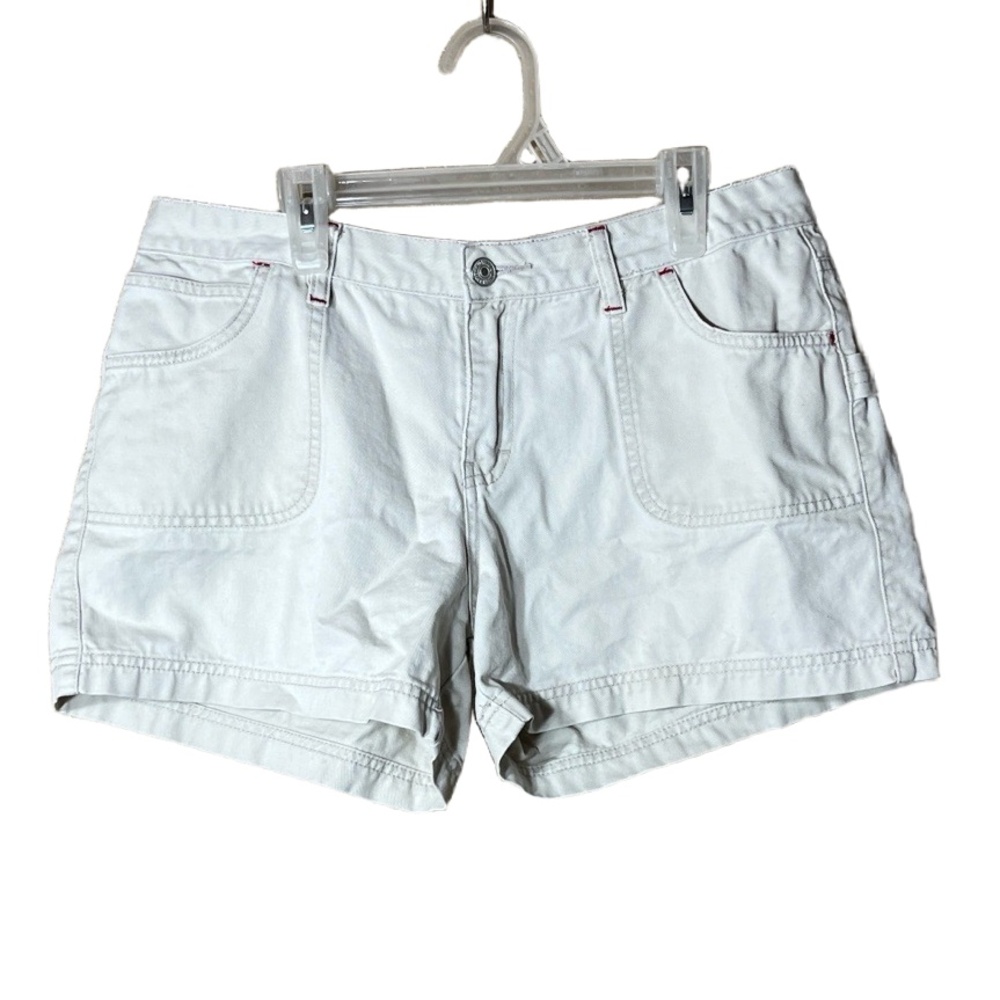 UNIONBAY Cargo Shorts Size 11 Light Khaki Vintage Utility Red Stitching Outdoor